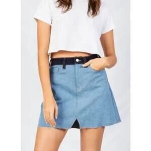 NWT Etica Lucy Two-Tone Denim Mini Skirt Size 27
